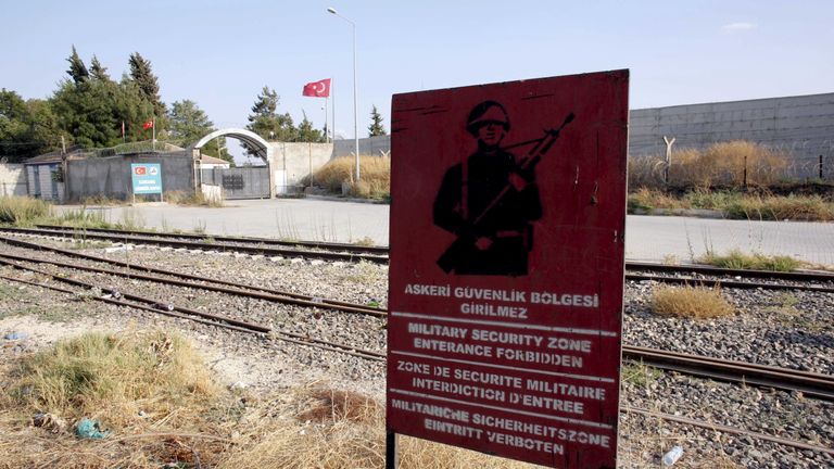 The Karkamis border gate - the Turkish town was reportedly hit by mortar rounds
