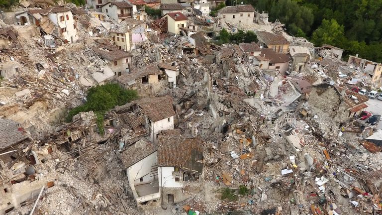 The town of Pescara del Tronto was virtually destroyed by the quake