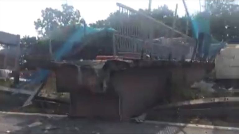Footage filmed by Chris Alchim shows the aftermath.