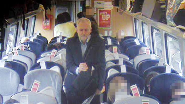 Handout CCTV footage of Jeremy Corbyn issued by Virgin Trains