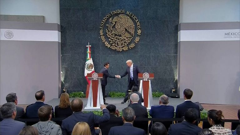 Trump joins Pena Nieto on stage in Mexico