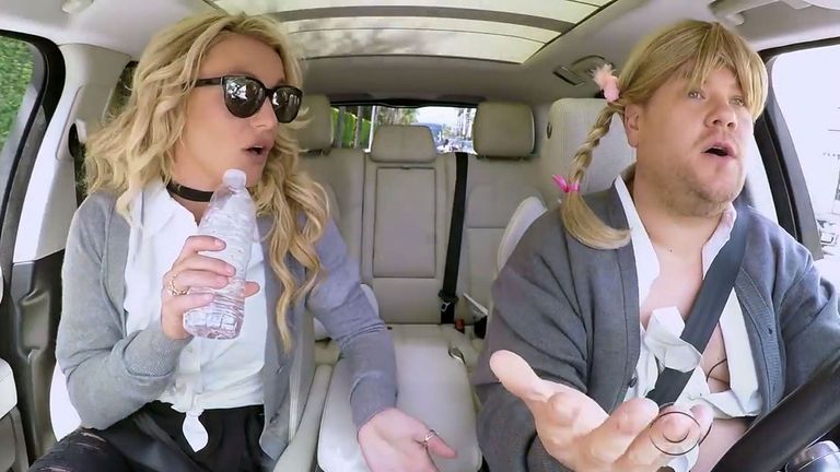 US pop star Britney Spears teams up with James Corden for Carpool Karaoke 