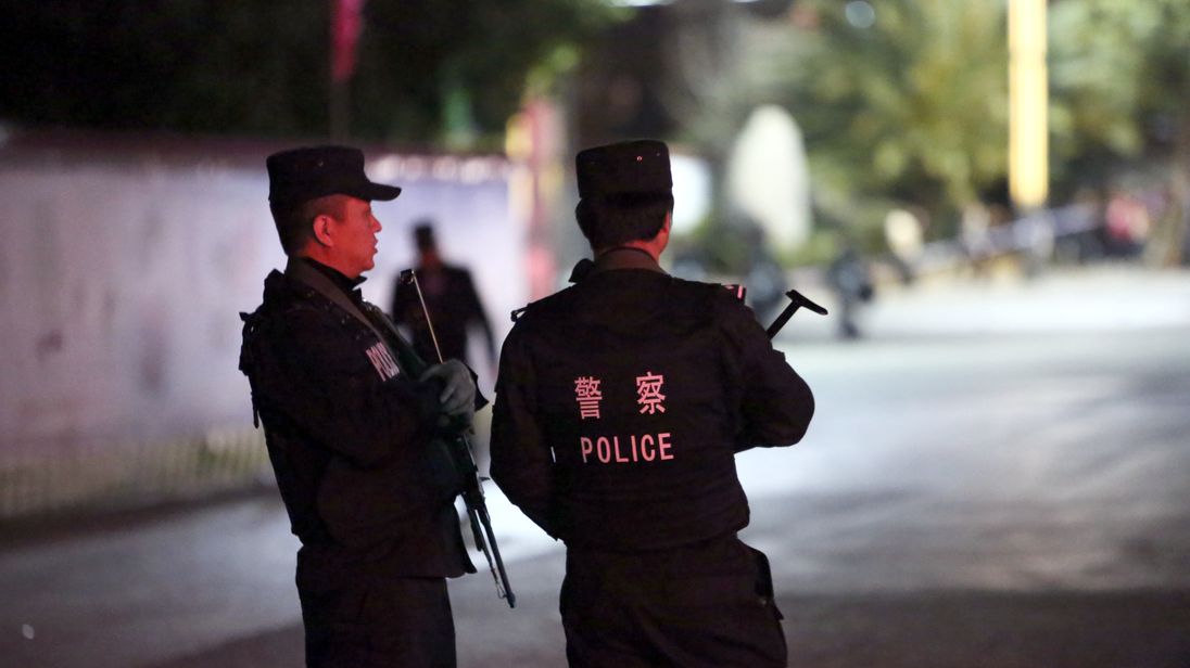 Armed officers in Kunming, where ;police say the killer was arrested. File picture
