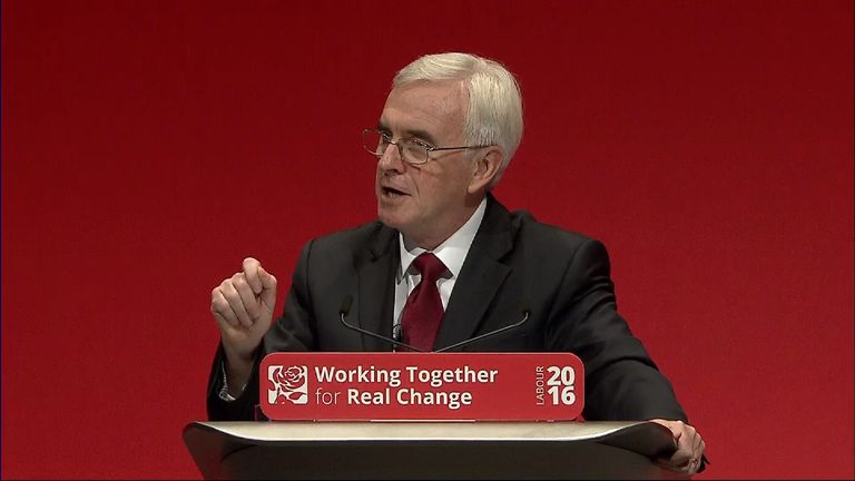 John McDonnell said a Labour government would repeal the Trade Union act