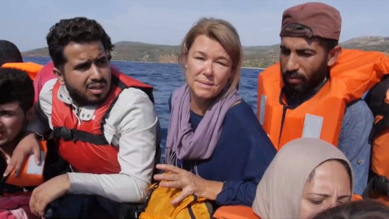 Alex Crawford&#39;s dramatic report from on board a migrant boat 
