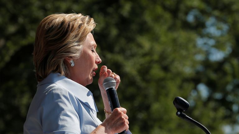 Mrs Clinton interrupted a speech in Cleveland after suffering a coughing fit on 5 September
