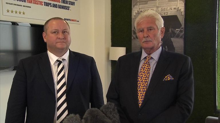 Mike Ashley major shareholder at Sports Direct (l) with chairman Keith Hellawell (r)