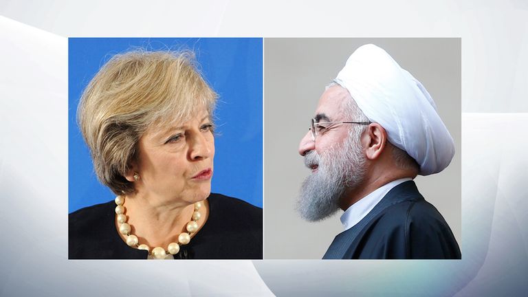 Prime Minister Theresa May and Iranian president Hassan Rouhani