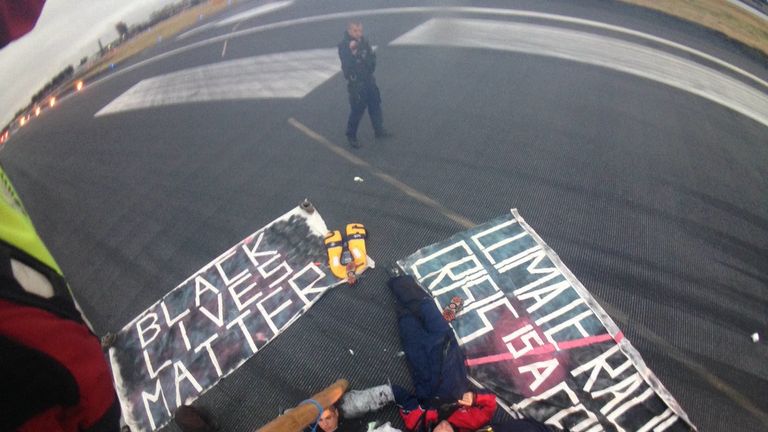 Protesters "occupy" the airport runway