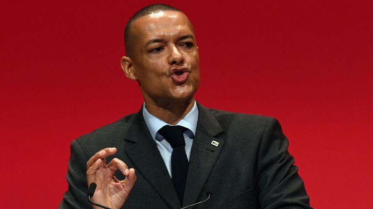 Shadow Secretary of State for Defence Clive Lewis speaks on the second day of the Labour Party Conference in Liverpool, north west England on September 26, 2016. / AFP / PAUL ELLIS (Photo credit should read PAUL ELLIS/AFP/Getty Images)
