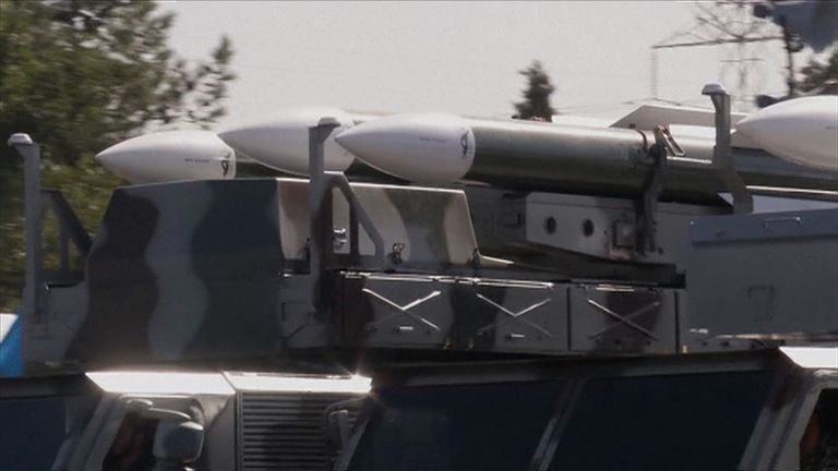 Iranian missiles on display in Tehran