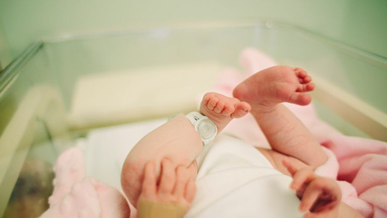Generic image of newborn baby in hospital.