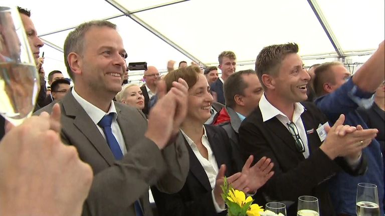 Members of the AfD party celebrate election successes in Germany