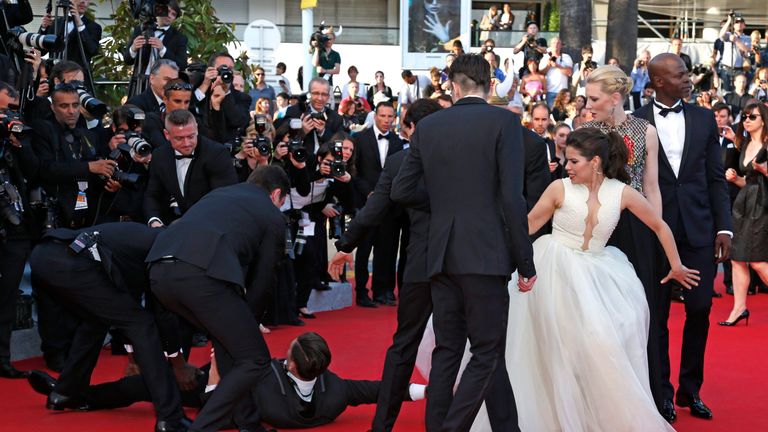 Sediuk also crawled under America Ferrera&#39;s dress during a premiere in Cannes