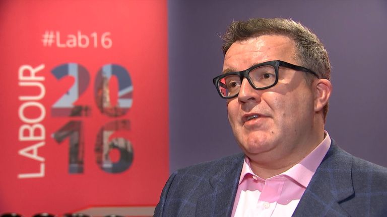 Labour deputy leader Tom Watson reacts to Jeremy Corbyn&#39;s re-election as Labour leader