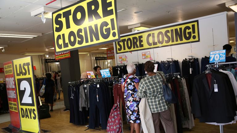 A BHS store closing down, August 2016