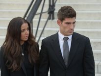 Ched Evans and partner Natasha Massey leave Cardiff Crown Court