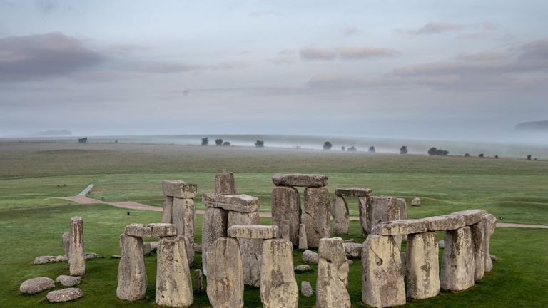 The ancient neolithic monument of Stonehenge near Amesbury, Wiltshire