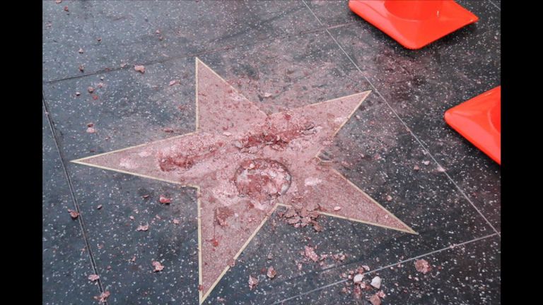 Donald Trump's star on the Hollywood Walk of Fame has been vandalised - Oct 26 2016
