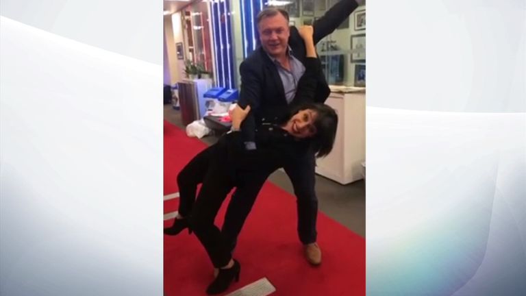 Ed Balls teaches Sky&#39;s Beth Rigby a few steps 