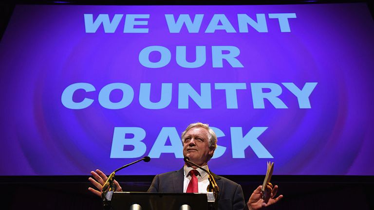 David Davis at a pro-Brexit rally on June 20, 2016