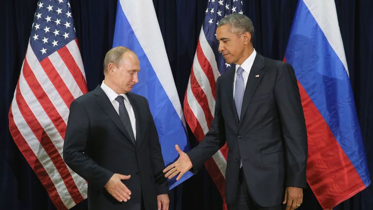 Vladimir Putin and Barack Obama at the United Nations in NEw York