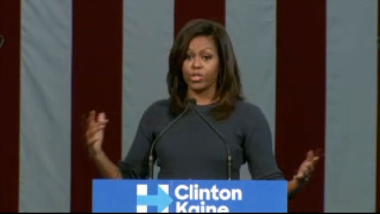 Michelle Obama slams Donald Trump during Hillary Clinton rally on October 13