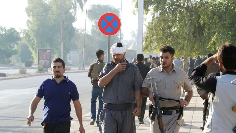A Kurdish man injured during the IS attack in Kirkuk