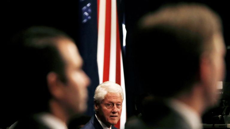 Former US President Bill Clinton at the debate in St Louis, Missouri