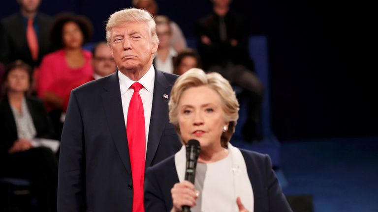 Donald Trump and Hillary Clinton during their second presidential TV debate