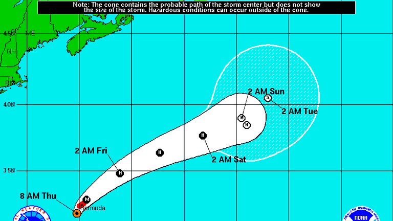 Hurricane Nicole is expected to bring winds of up to 130mph. Pic: National Hurricane Center