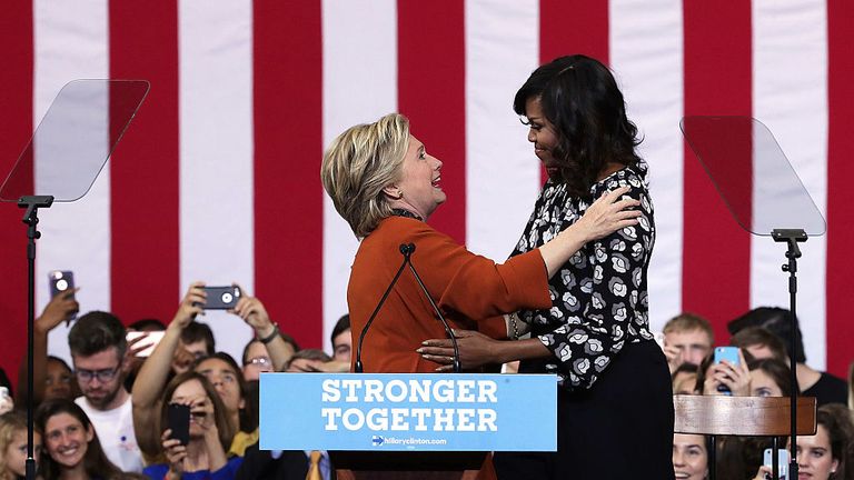 First Lady Michelle Obama Joins Hillary Clinton At Rally For First Time ...