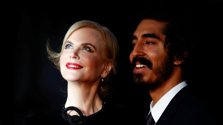 Nicole Kidman and Dev Patel arrive for the gala screening of the film Lion, during the British Film Institute&#39;s London Film Festival
