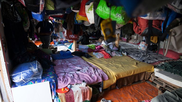 An interior view of a shelter for around 60 female migrants, mainly from Eritrea and Ethiopia, is seen at the camp in Norrent-Fontes, about 70km from Calais, France, October 21, 2016.