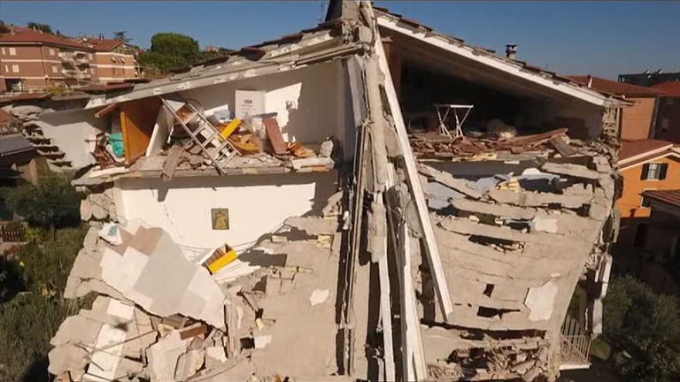 Drone footage reveals the extent of earthquake damage in Tolentino