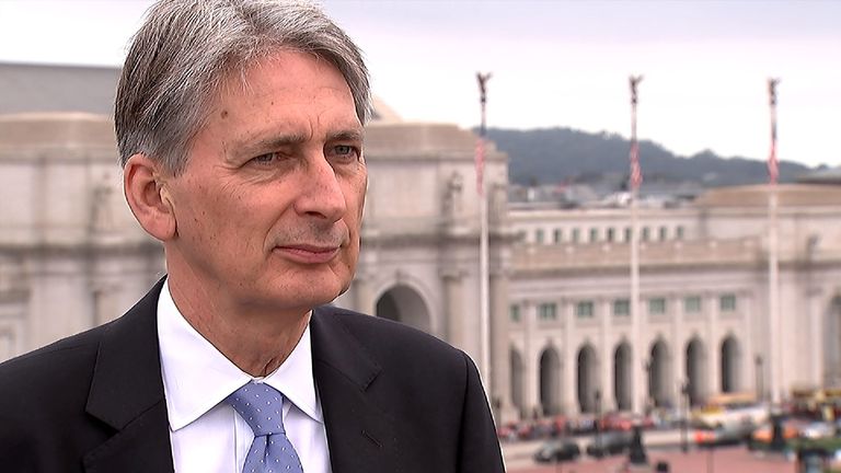 Chancellor Philip Hammond talks to Sky&#39;s Ed Conway