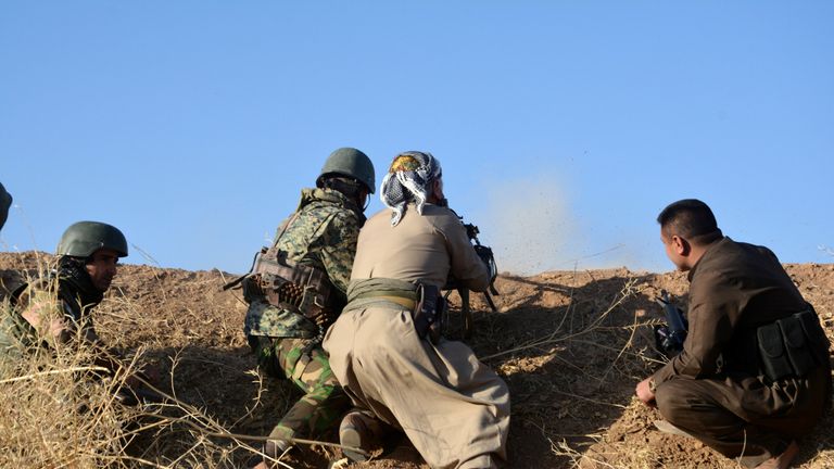 Peshmerga forces in the east of Mosul
