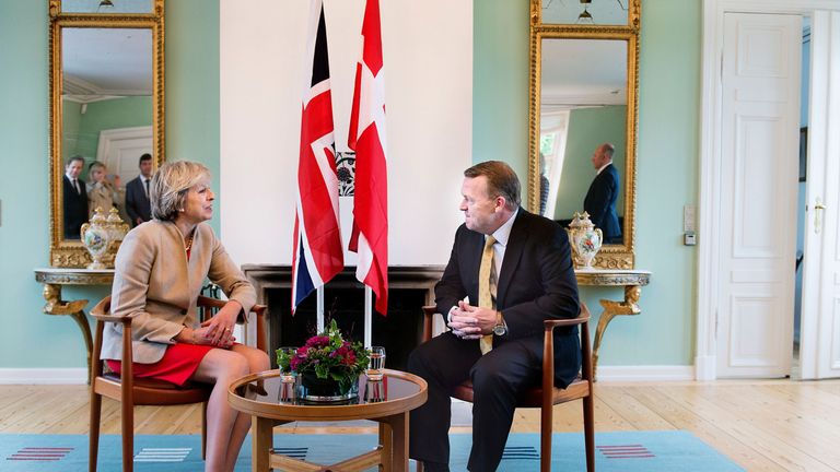 Theresa May meets with Danish Prime Minister Lars Lokke Rasmussen