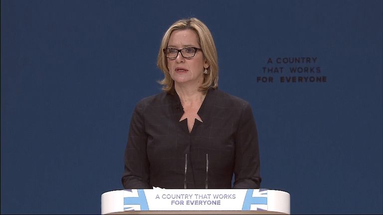 Home Secretary Amber Rudd speaks at Conservative Party Conference 2016
