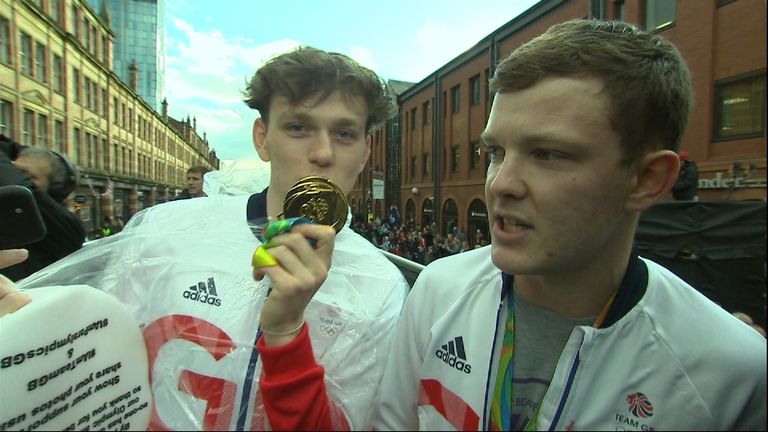 Two blaggers get on board the Team GB Olympic celebration bus