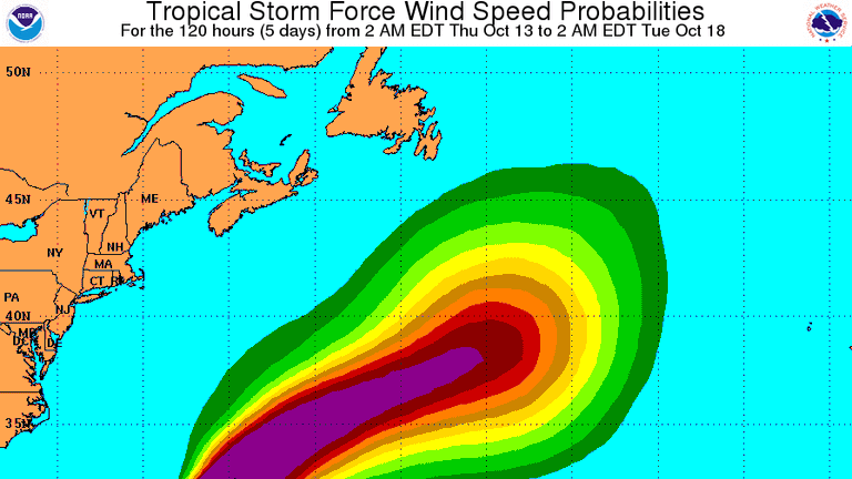 Hurricane Nicole has strengthened to a Category Four storm. Pic: National Hurricane Center