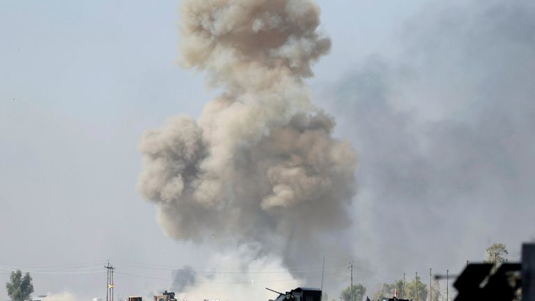 IED planted by Islamic States fighters explodes in front of Iraqi special forces vehicles in Bartella