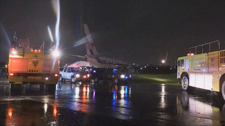 Mike Pence&#39;s plane came to rest on a patch of grass