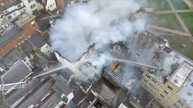 Drone Footage Shows Fire Damage To Oldest Hotel Uk News Sky News