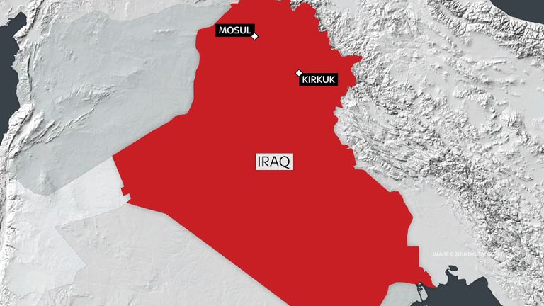 Kirkuk is 105 miles (170km) to the southeast of Mosul