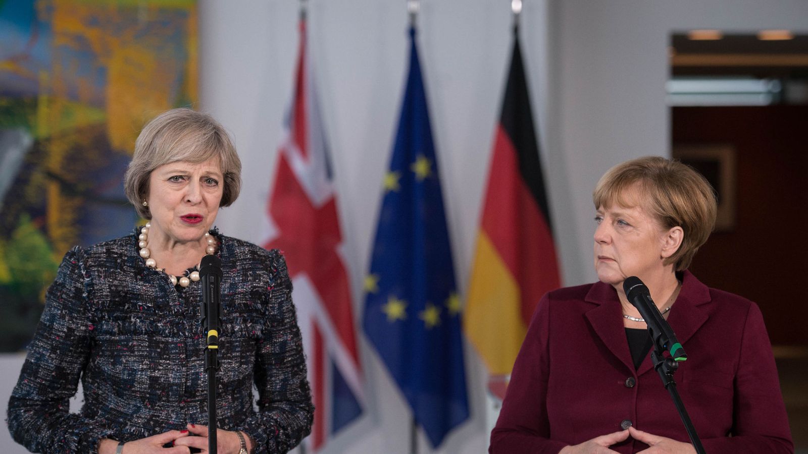 Theresa May assures Angela Merkel Brexit remains 'on track' | Politics News | Sky News1600 x 900