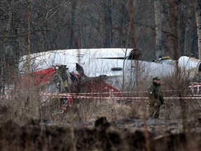 The wreckage of a Polish government Tupolev Tu-154 aircraft which crashed on April 10 near Smolensk airport.