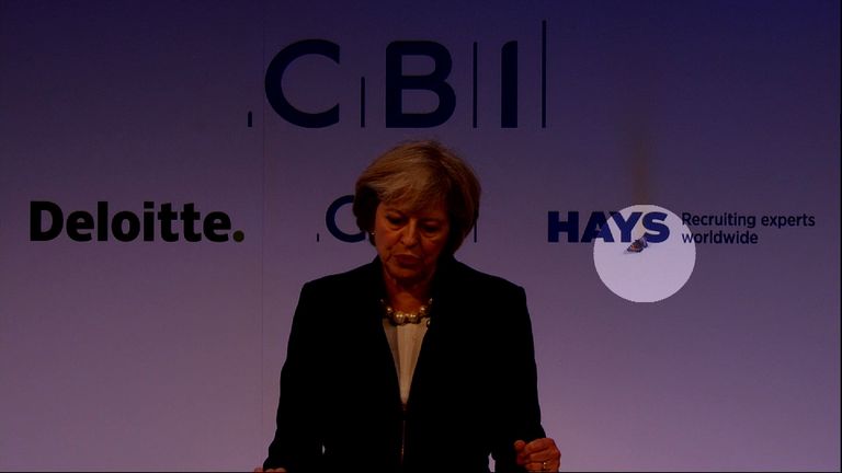 A moth interrupts Theresa May&#39;s CBI speech