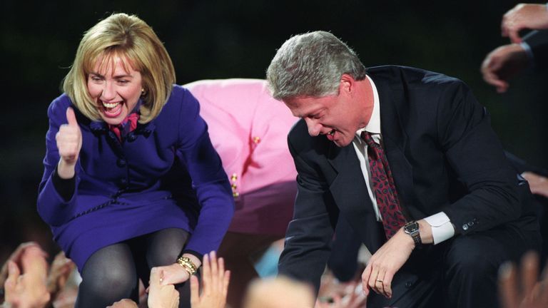 White House-bound: Hillary and Bill in Little Rock in 1992
