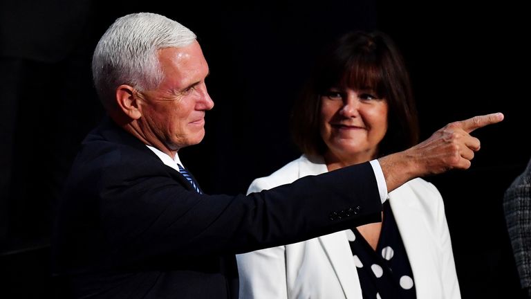 Mike and Karen Pence pictured during the campaign